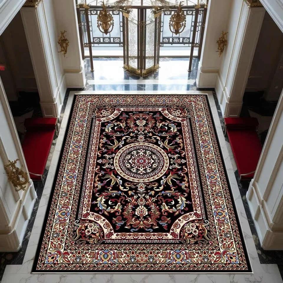Vikama Crystal Velvet American Style Light Luxury Carpet Obývacia izba koberec retro perzský konferenčný stolík pohovka