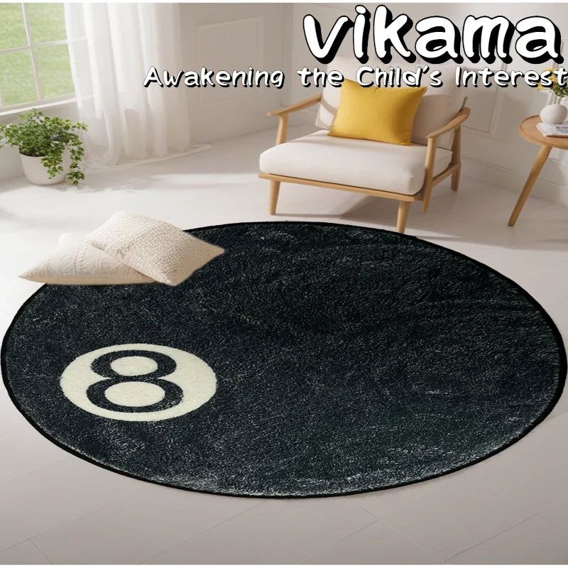 Vikama Vintage faux biliard čierny 8 faux Cashmere Cashmere Domáce okrúhle dekoratívne koberce Kúpeľňa Kúpeľ