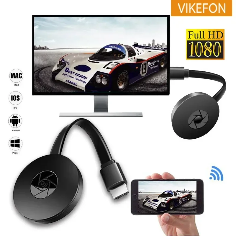 Vikefon 1080p G2 pre MiraScreen Display Anycast WiFi HDMI Prenosný zázrak Miracast kompatibilný pre obrazovku zrkadla iOS Android IOS TV Android IOS