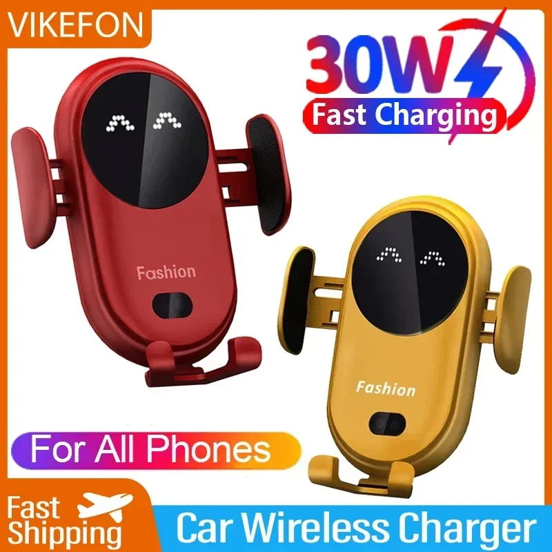 Vikefon 30W Car Wireless Charger Držiteľ telefónu pre iPhone 12 Pro Max 11 Pro X Max 8 7 Plus inteligentný držiak na infračervený telefón
