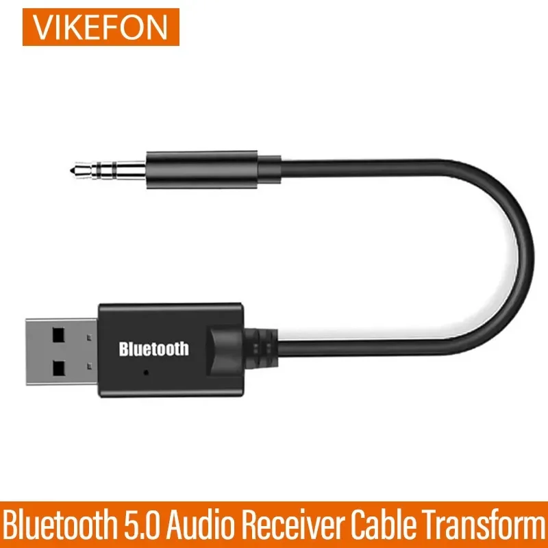 Vikefon Bluetooth 5.0 Audio prijímací kábel Transformácia prijímača USB Dongle 3,5 mm jack