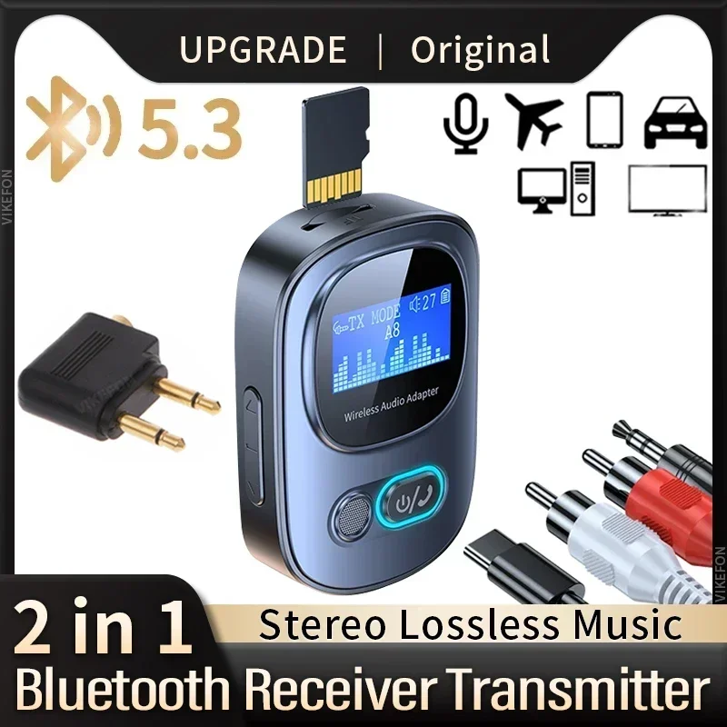 Vikefon Car aux Bluetooth Audio prijímač vysielač TF Card Jack RCA Lietaj