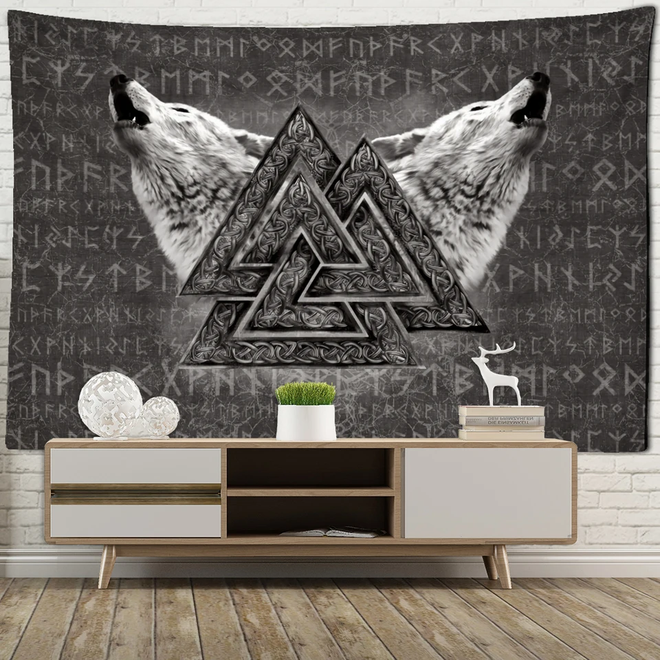 Viking Rune Art Tapestry Walling Walling Magic Beach Mat Bohemian Hippie Tapiz Dormitory Obývacia izba Domáca výzdoba