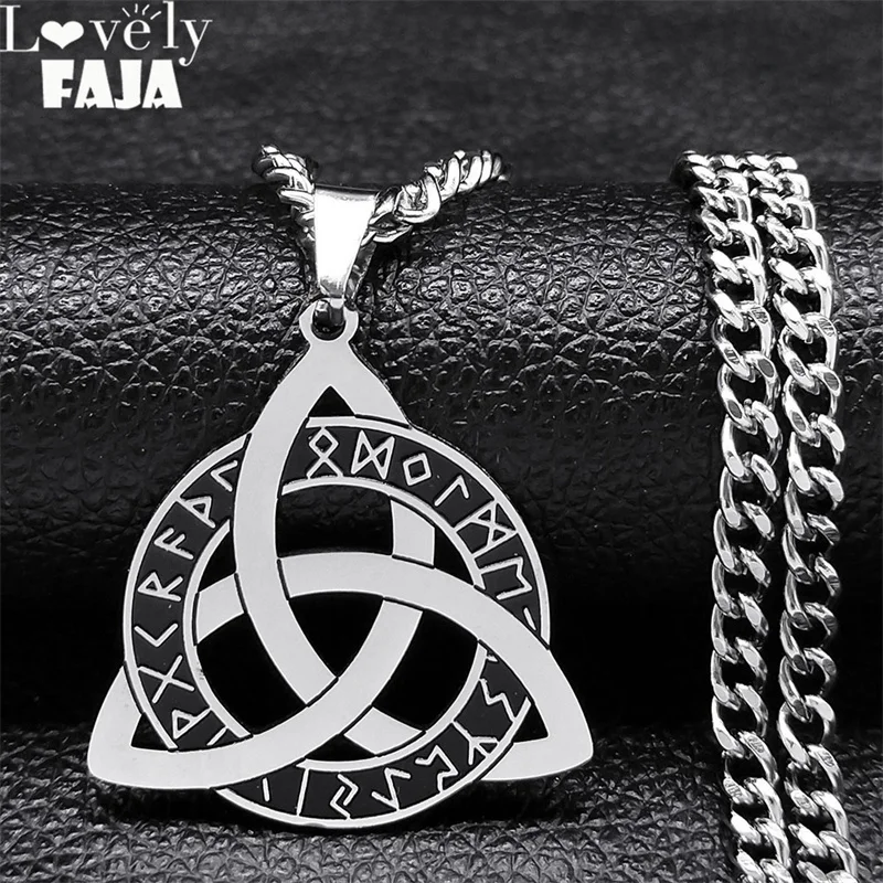 Viking runy Triquetra prívesok náhrdelník keltský čarodejnica symbol symbol Svätá trojica náhrdelníkov z nehrdzavejúcej ocele Staroveké amuletové šperky