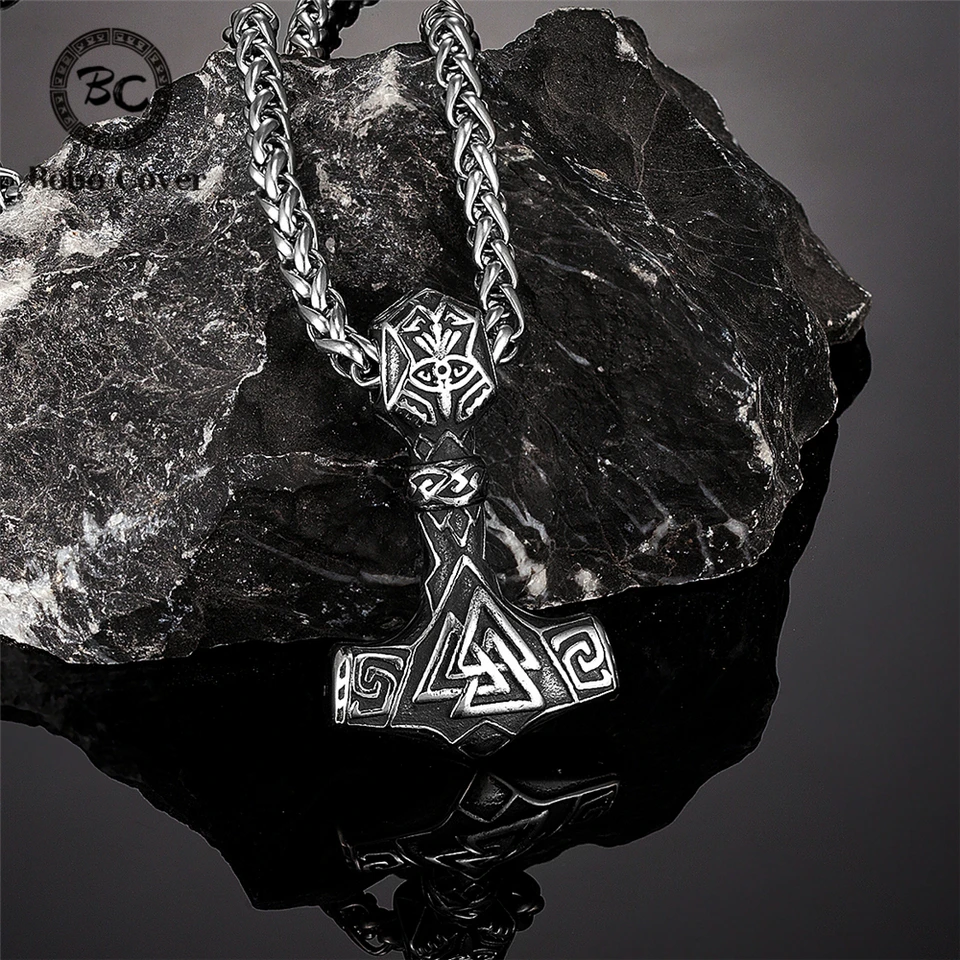 Vikings nórske runy thors kladivo náhrdelníky muži amulet valknut starožitná oceľová kotva prívesok Škandinávsky mužské šperky šťastné darčeky