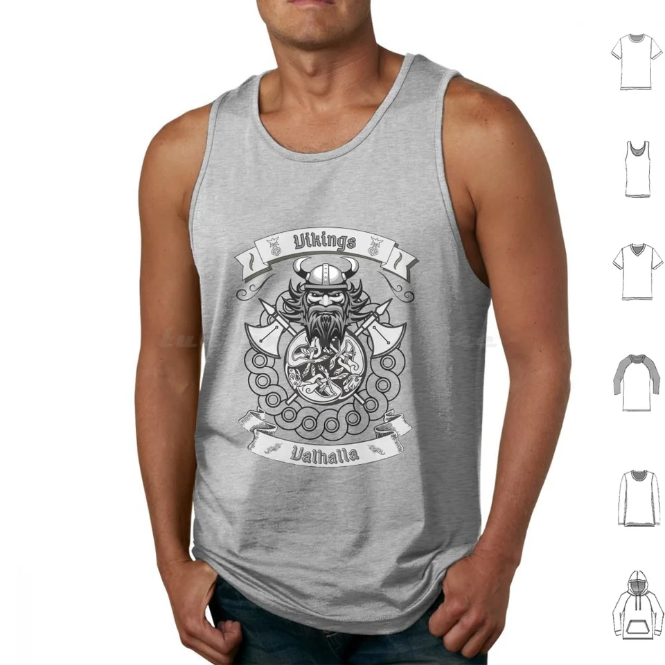 Vikings, Viking Helma, Valhalla Tank Tops Tlač bavlny Viking Northmen Viking seker Viking Helme Viking Shield