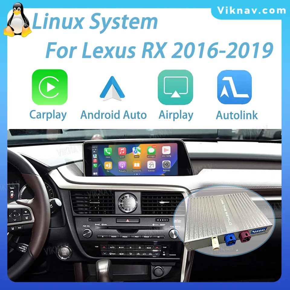 Viknav Linux rozhranie 12,3 palca obrazovka pre Lexus RX 2016-2019 Bezdrôtové Apple CarPlay Android Auto iba podporuje originálne auto
