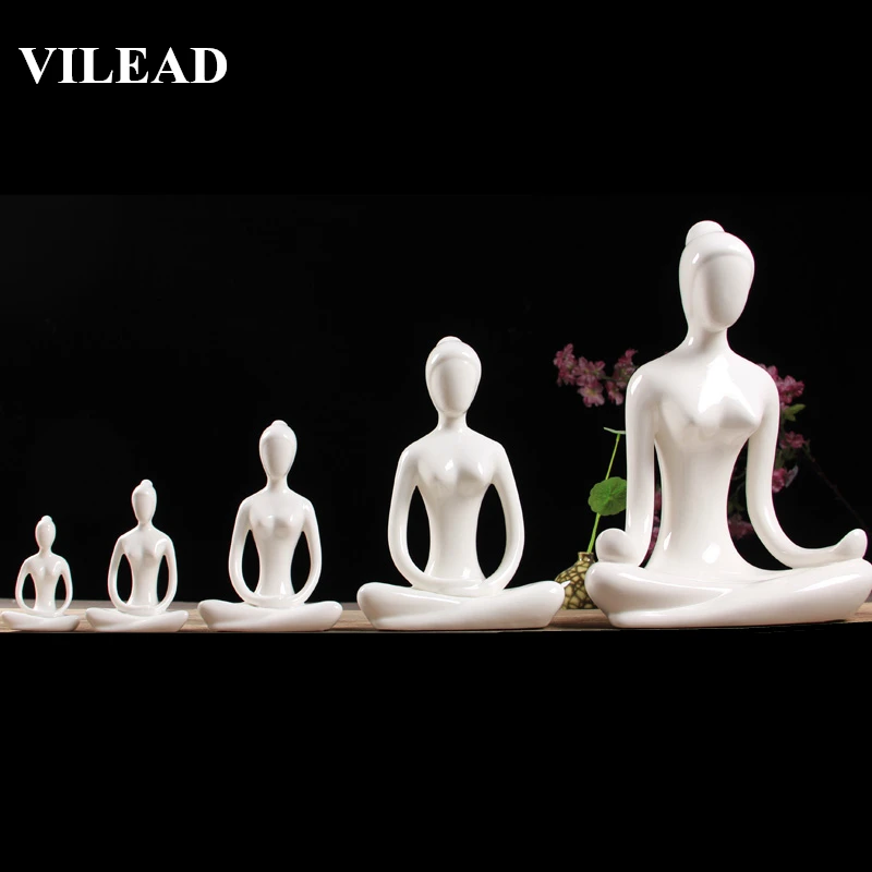 VILEAD 12 Štýly biele keramické jogy figuríny ENAME ABSTRACT ŽENA JOGA MINIATURY YOG STATTUS YOJ FIRCHINY
