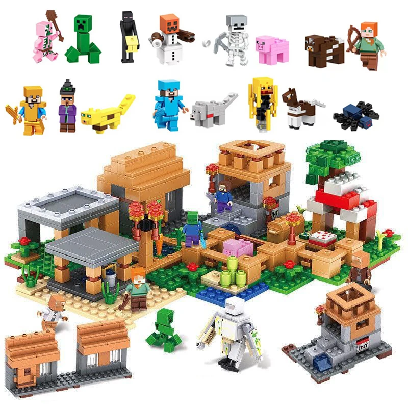 Village Special Edition Staveb Blocks so Steve akčnými figúrkami kompatibilnými môj svet set City Toy