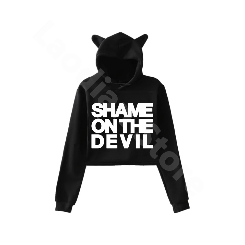 Vince Staples Hanba na diablovej krátkej mikine Príležitostné longsleeve vtipné oblečenie hip hop mačacie uši oblečenie jedinečná mikina uší medveď uší
