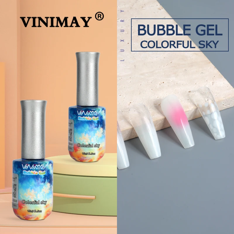 Vinimay Nový 2023 Bubble Gél Farebný obloha Gél lak na nechty namočený z UV gélu lak na nechty na nechty gél lakque lacque Prime