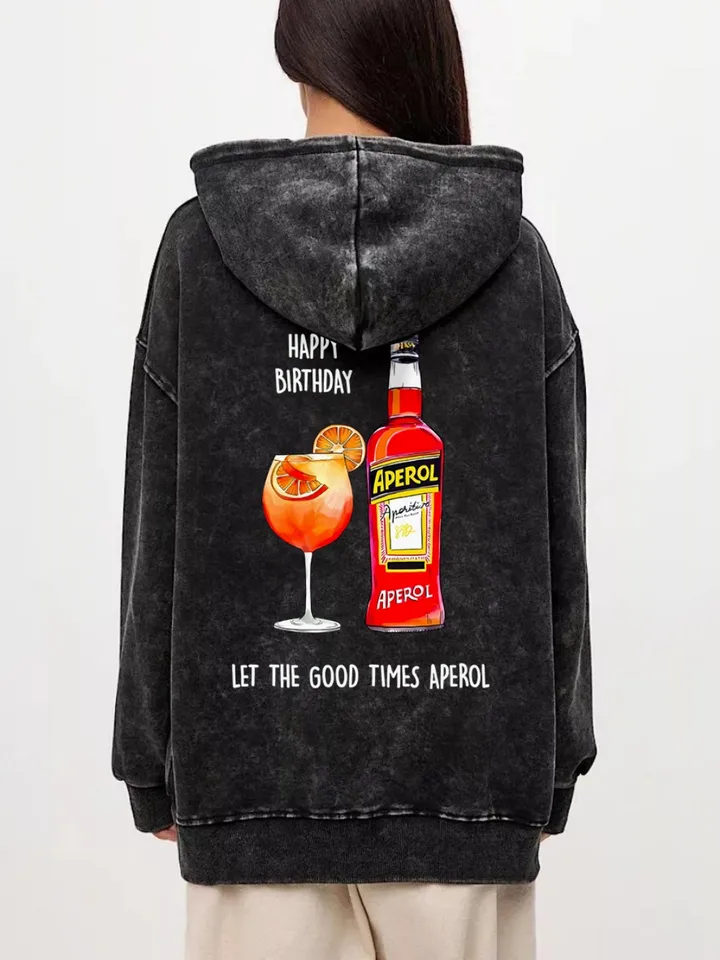 Vinobranie dámske kyslé kapucňy Aperol Spritz Printing Streetwears Pohodlné nadmerné veľtrhy bavlnené módne módne ženské streetwear