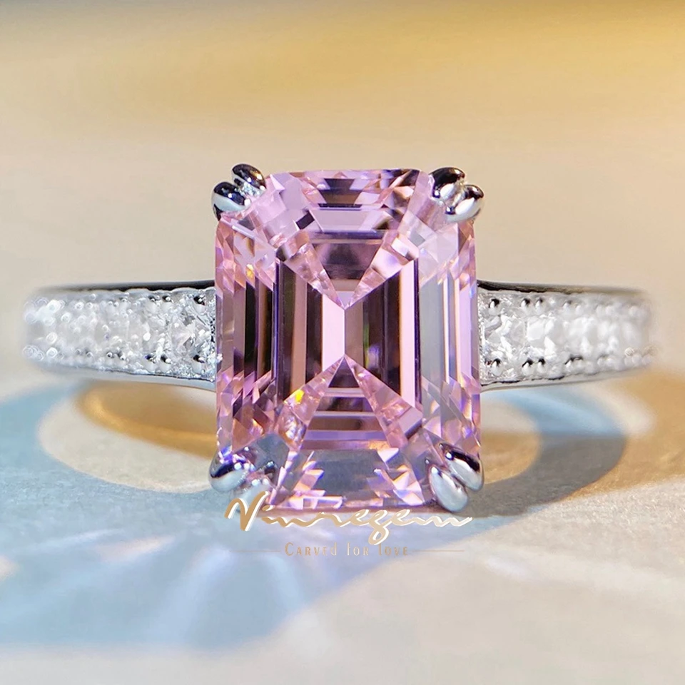 Vinregem 8*10 mm Emerald Cut Lab vytvoril Sapphire High Carbon Diamond Gems 100% 925