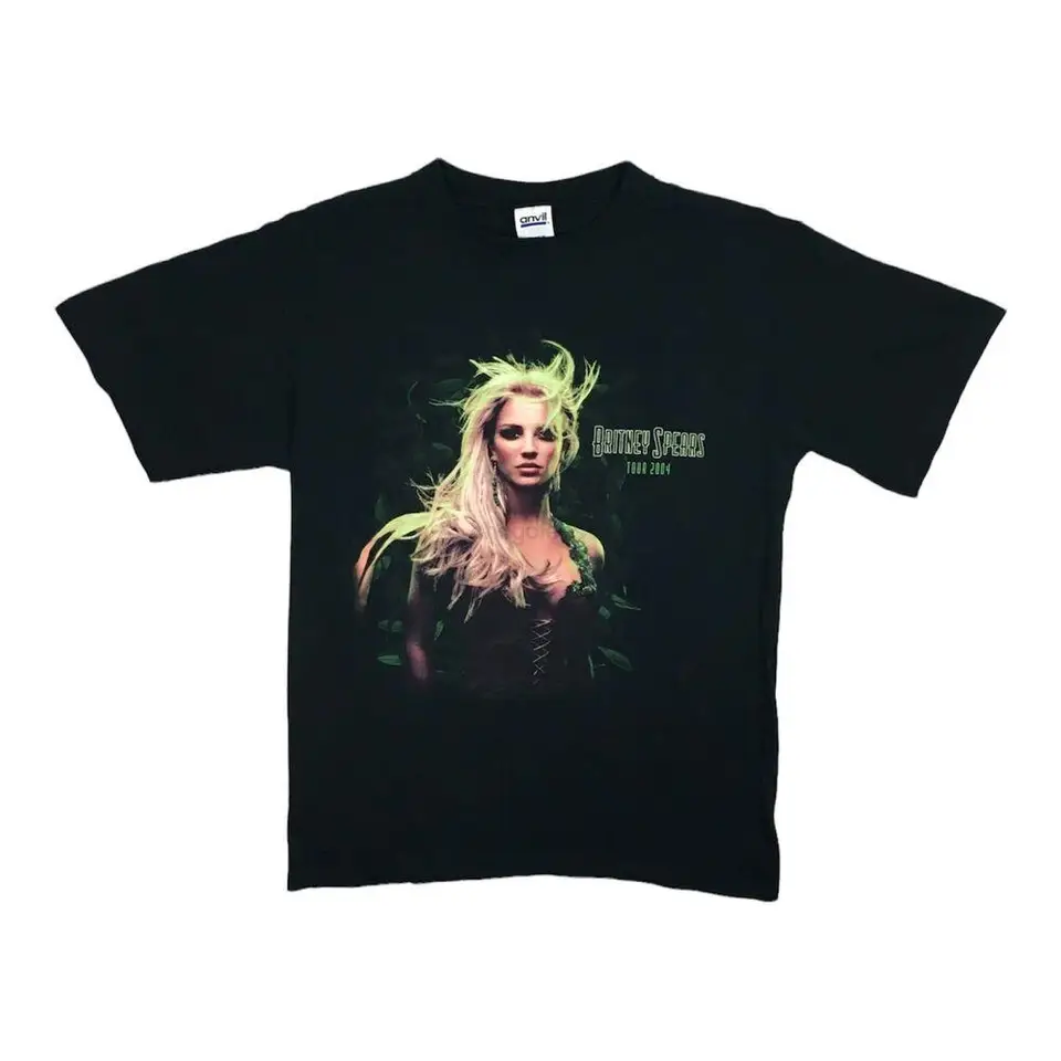Vintage 2004 Britney Spears Onyx Tour Black Band Tee tričko M.