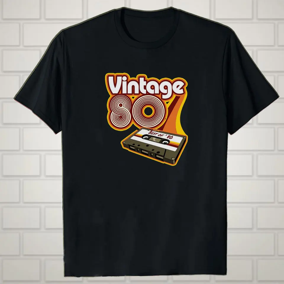 Vintage 80. rokov Men Men Dámske tričko 80 páska Farba Tlač Tee 80's narodeninová oslava Darček TEE Nostalgia Letter