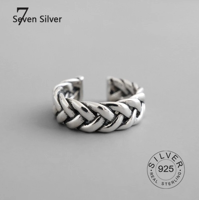 Vintage 925 Sterling strieborné retiazky pre ženy Svadobné módne jemné šperky nastaviteľné starožitné prstene