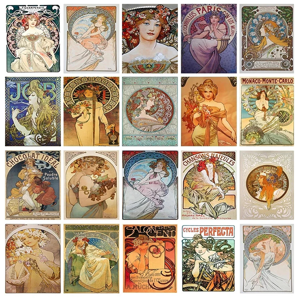 Vintage alfonse Mucha Diamond Painting retro ženy Mosaicx Diamond výšivka Domáca výzdoba