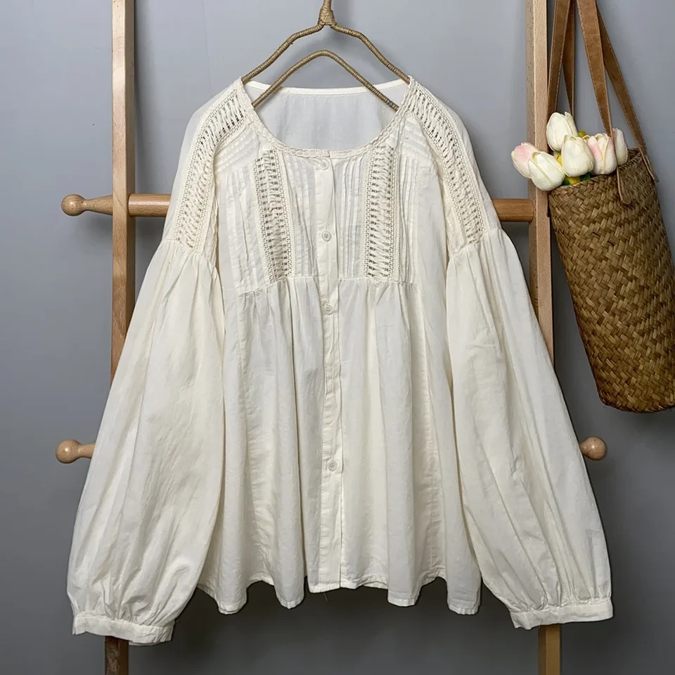 Vintage bavlnená čipka háčkovaná dutá patchwork skladaná blúzka Žena viktoriánsky boho hippie retro retro puzdro elegantné topánky košele