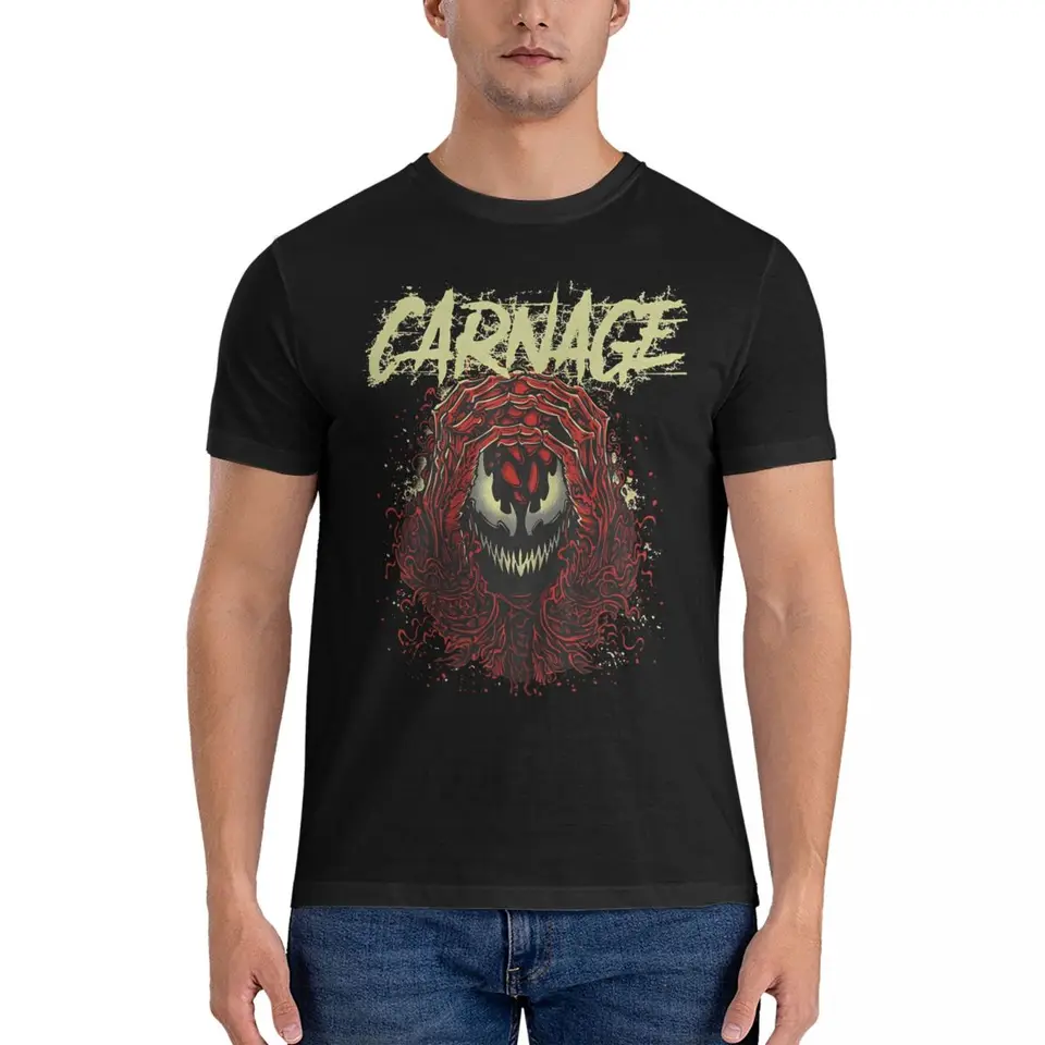 Vintage Carnage Tričko Crewneck Pure Cotton T košele Marvel Venom Posledný tanec s krátkym rukávom tričko Grafické odevy
