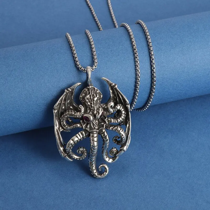 Vintage cthulhu mythos chobotnica Kraken Pendant Animal Monster Náhrdelník Pánske punkové hip hopové šperky