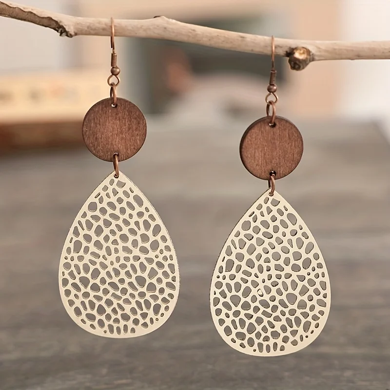Vintage Dutlow Out PU kožené náušnice s trhavou, ihla železnej uší, bez pokovovania, denných a darčekových príležitostí, celú sezónu vhodné