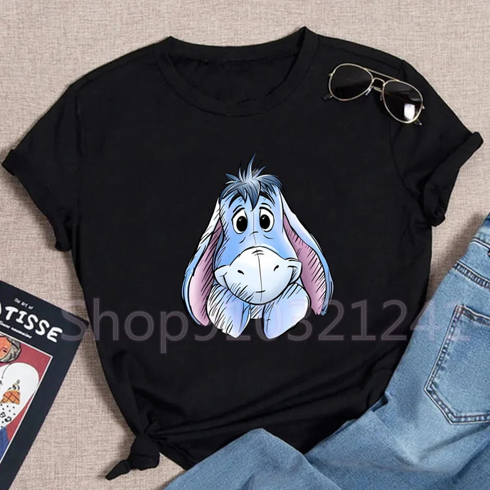 Vintage eeyore kawaii tričko Ženy Winnie the Pú Grafické tlačené tričko unisex príležitostné tričko Harajuku estetické odpaliská