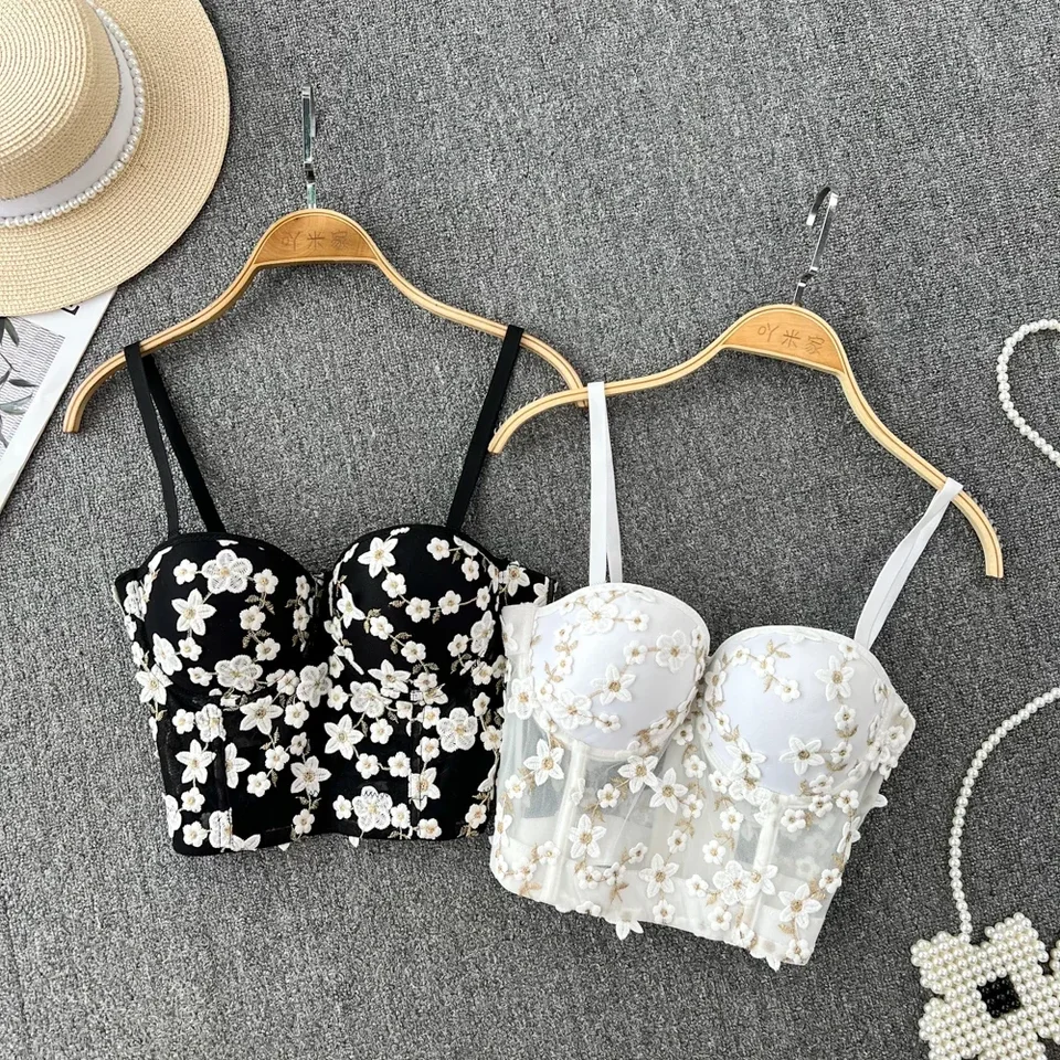 Vintage elegantné tanky Camis pre ženy špagety remienok kvetinové tlače plodiny plodiny Topky s vstavanými v podprsenky ženské tankové camisoly