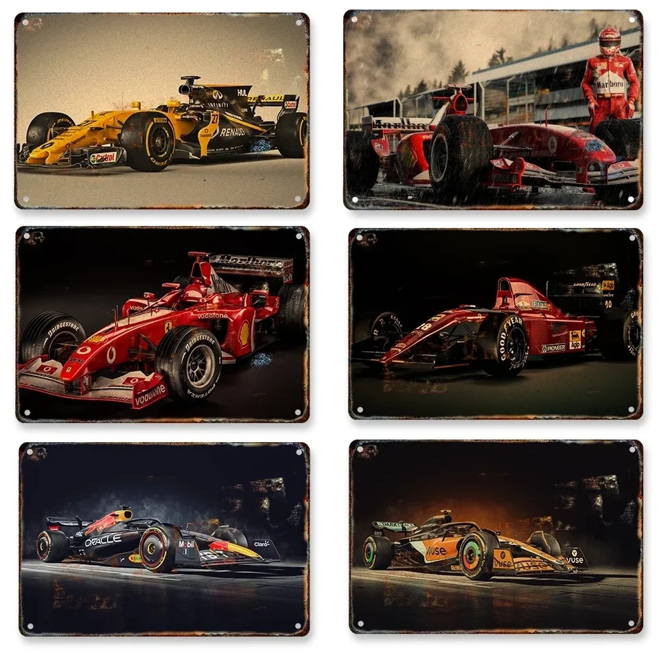 Vintage F1 závodné dekorácie Pleque kovové hliníkové znamenie automatické garážové dekoratívne plagáty