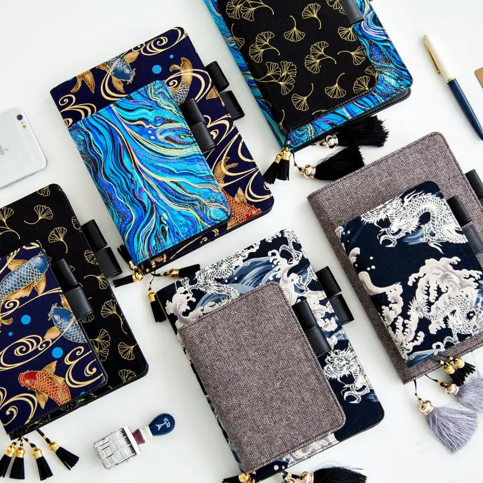 Vintage Fabric Journal Notebook Cover Cover Hobo Notebook A5/A6 Agenda Planner Ins Style Style Style Book School Office Supplies