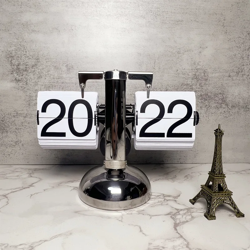 Vintage Flip Page Clock Automatická stránka Otáčanie kremeňa času Hodiny dekorácie pre domácu spálňu Office Desktop Dekorácie Drop Diship