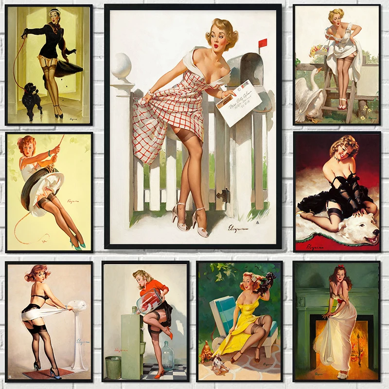 Vintage gil Elvgren elegantné sexy ženy umelecké diela kolekcia plagát maľba maľba nástenné umenie Obrázok pre obývaciu izbu dekor