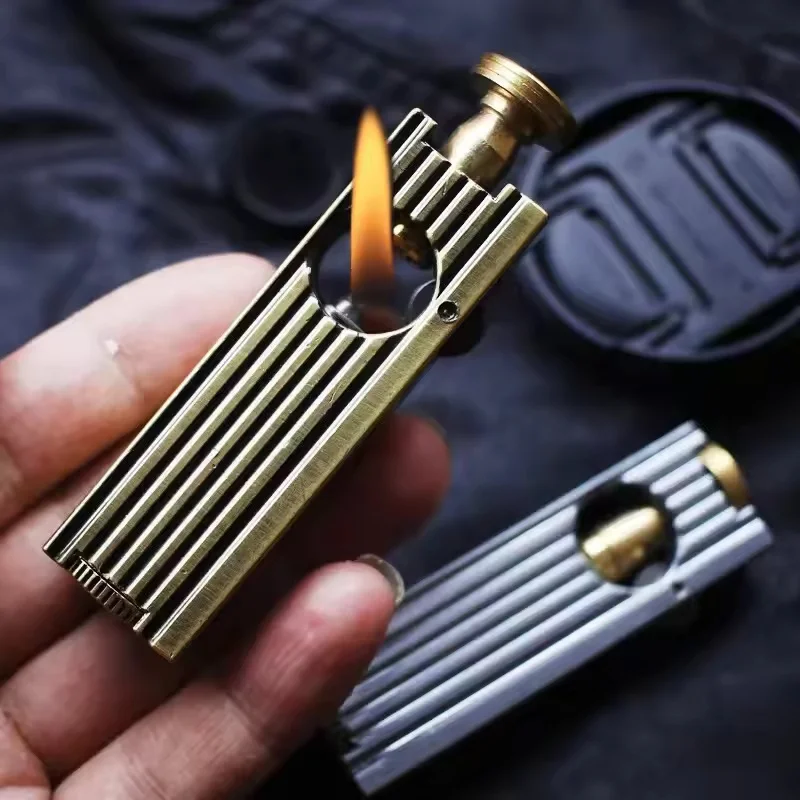 Vintage horizontálny typ typu Pull Pure Copper Obojsmerné brúsenie kolies zapaľovanie petrolej ľahšie prispôsobené cigaretové príslušenstvo