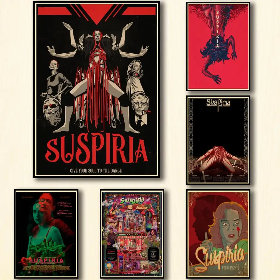 Vintage hororový film Suspiria kraft papierový plagát Art Wall Decor Sticker pre kaviarne