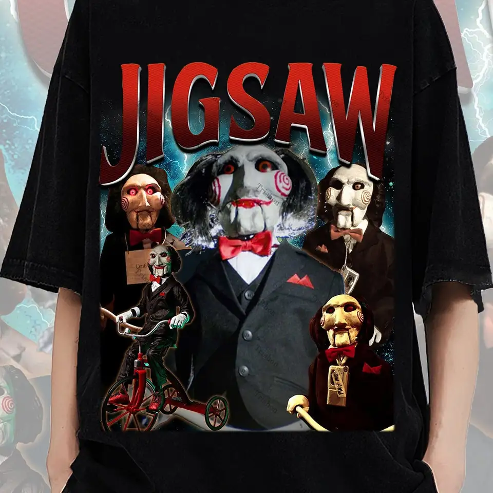 Vintage jigsaw košeľa -Jigsaw tričko Jigsaw Tričko Jigsaw T tričko Jigsaw Merch Retro Saw Sviw Trhirt píla Film Horror Horror