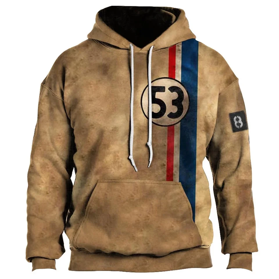 Vintage kapucňa trasa 66 3D Moto Print Hoodies Módne mikiny Streetwear Casual bunda mikiny pre mužov s nadmernou mikinou