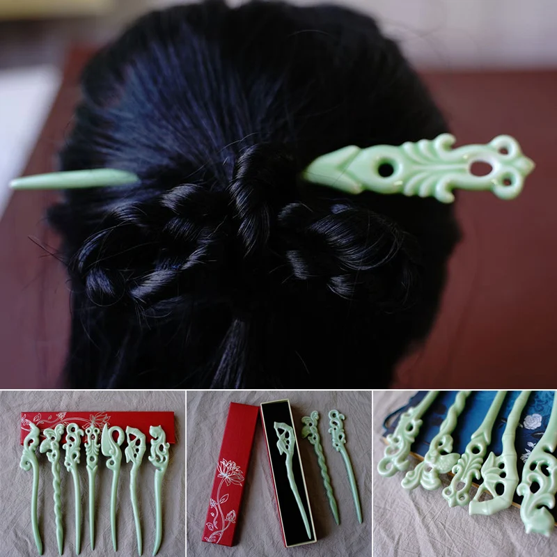 Vintage keramika Elegantná vlasová palica čínština Hanfu Hair doplnky jednoduché dĺžky vinobranie cheongsam dekorácie vlasové šperky