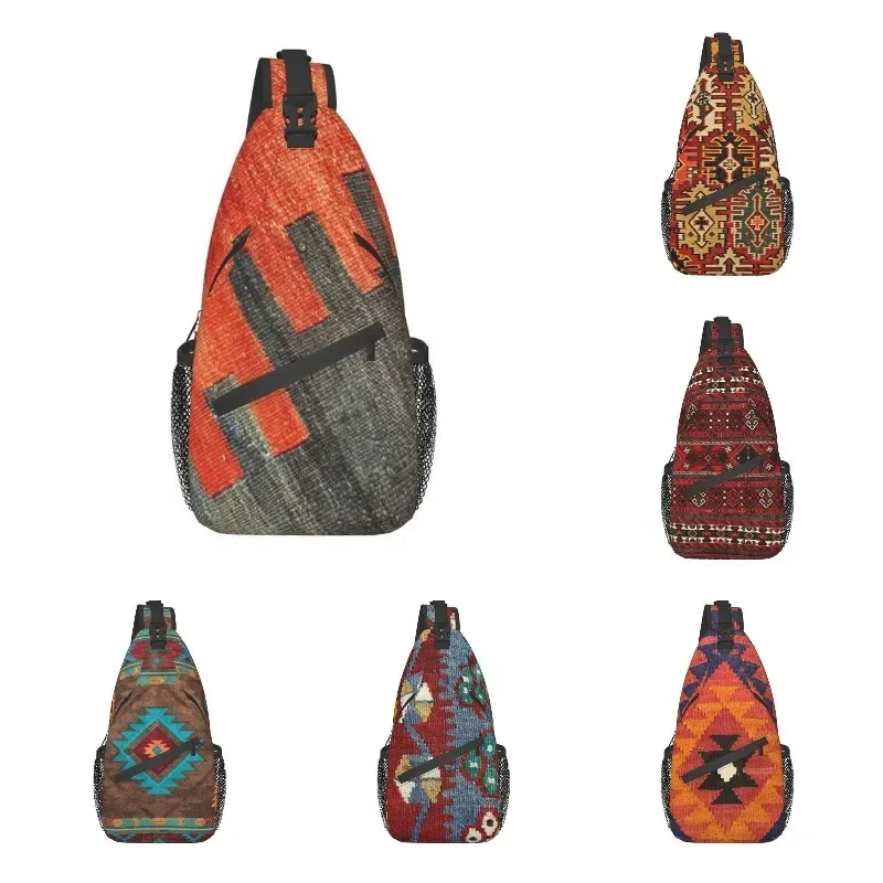 Vintage Kilim Navaho Weave Aztec Sling hrudník Crossbody Bag Muži Český perzský batoh