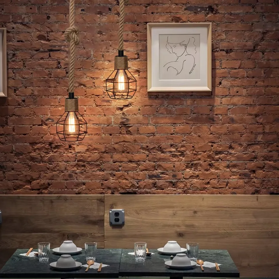 Vintage konope lano lustre závesné svetlá retro podkrovia priemyselná závesná lampa LED žiarovka LAMPLE ZAMESTNANIE Svetlo pre barovú reštauráciu