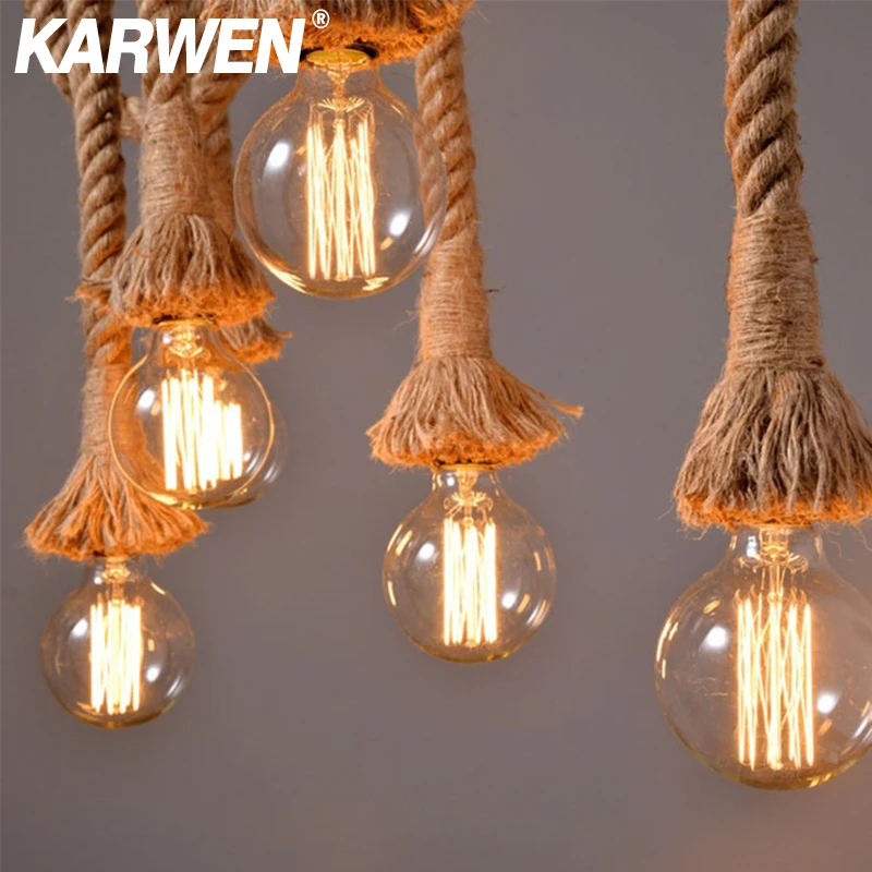 Vintage konope Pendant Svetlo držiak E27 1M 1,5 m 2M 2,5 m 3M AC85-265V Loft Osobnosť Industrial Pendant Lamp Edison Hanglamp