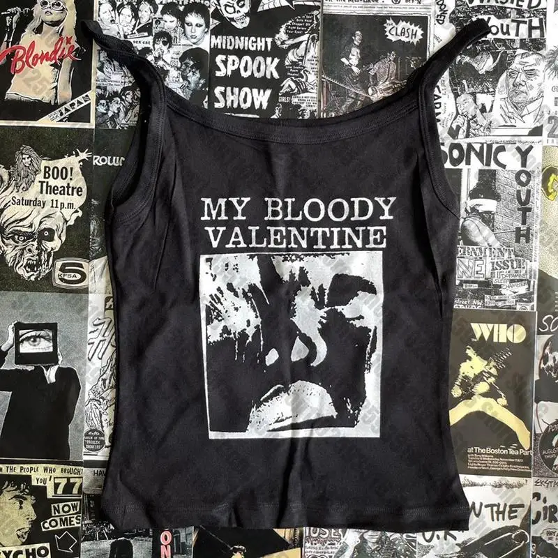 Vintage korzetový tank Top dieťa Tee punk punk dámska estetická grafik