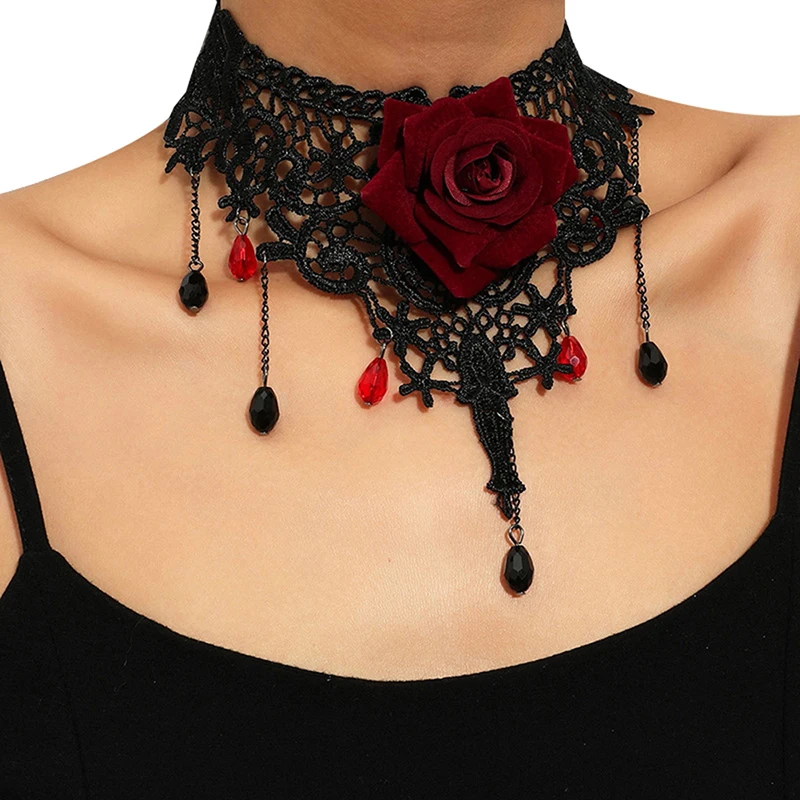 Vintage kvetinové kúzlo prívesok Choker náhrdelník pre ženy