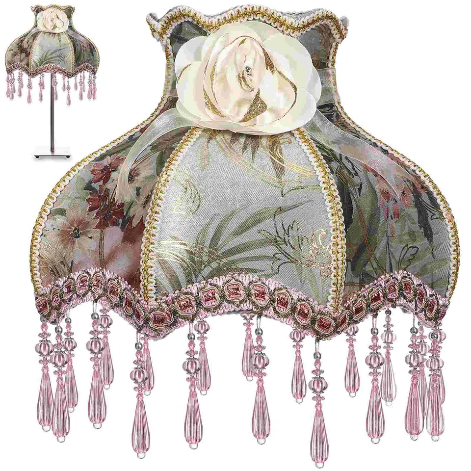 Vintage lampa tieň viktoriánskych lampových lampy korálky Fringe Scallop Dome Lamp Cover E27 Európske látky