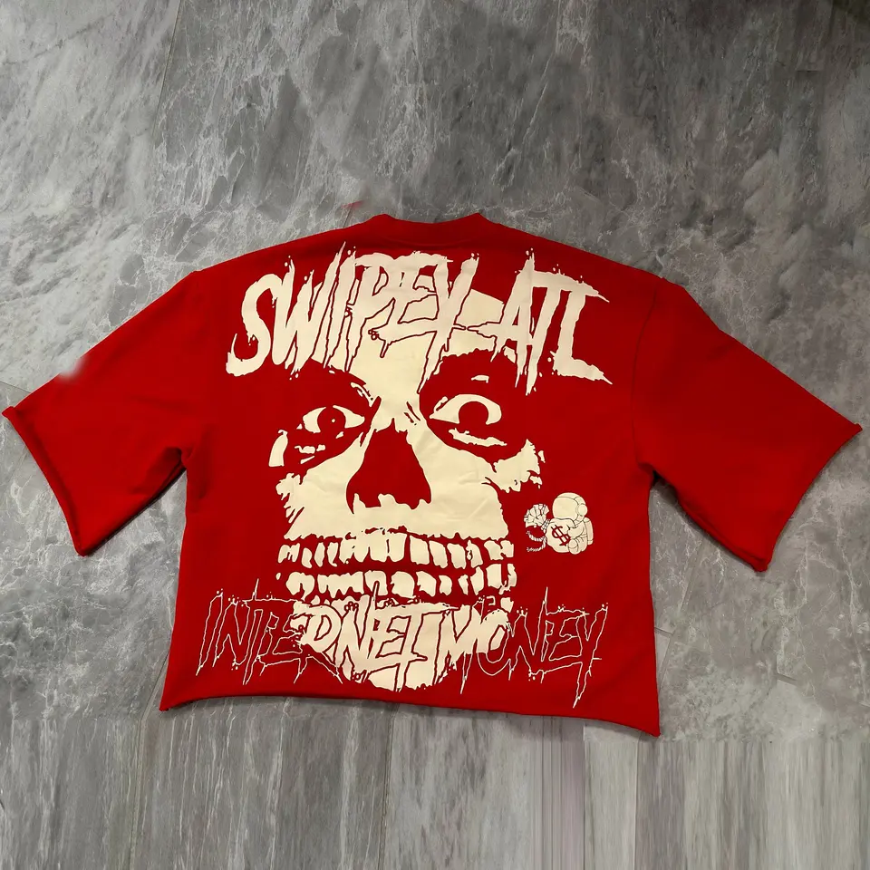 Vintage lebka potlač 100% bavlnené orezané tričko Men Y2K Gothic Summer Krátke rukávy Nadmerné tričko Streetwear Dámske vrcholy