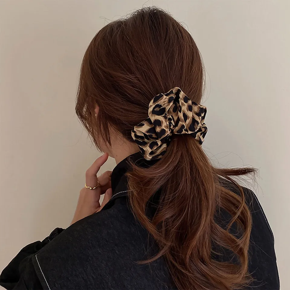 Vintage leopard scrunchies vzor vlasov lano Dievčatá Dievčatá Dotknuté vlasové kravaty
