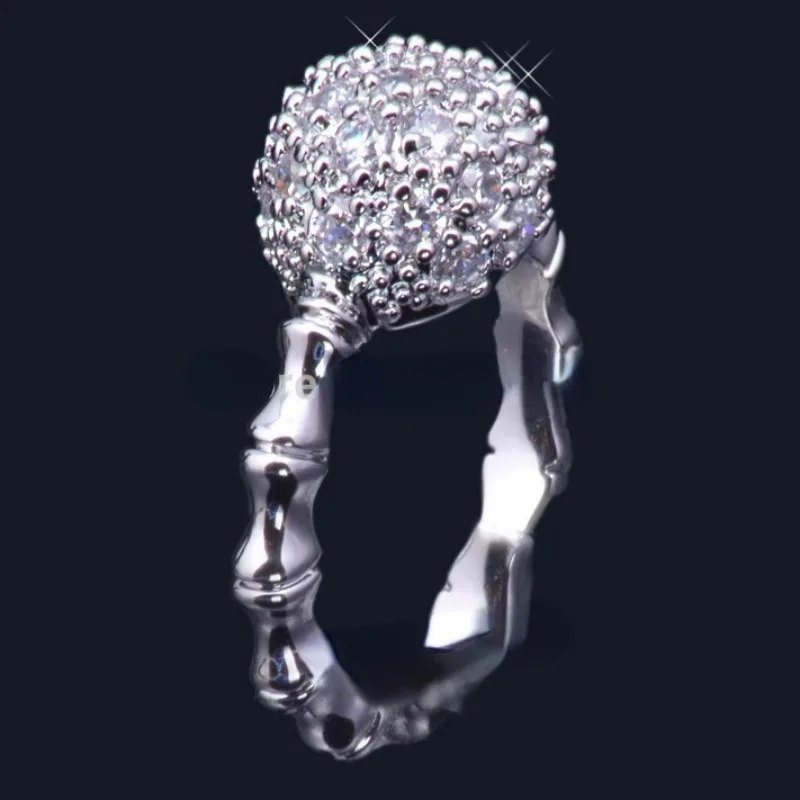 Vintage loptu laboratórium diamantový prsteň 10 kt biele zlato zásnubné snubné prstene pre ženy na párty šperky