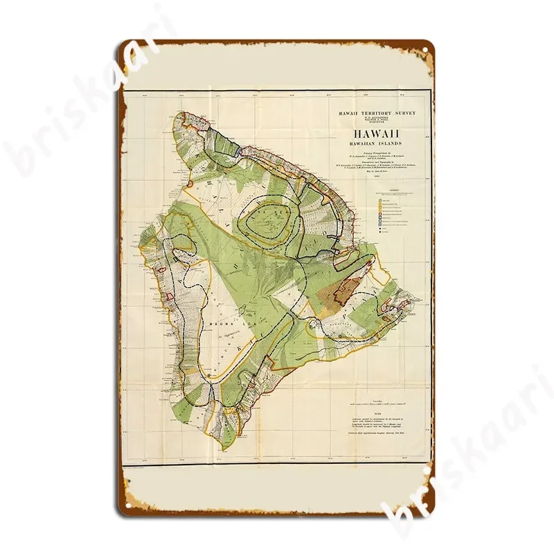 Vintage mapa ostrova Havaj 1906 kovové značky Plakety Obývacia izba Create