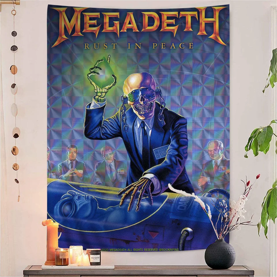 Vintage Megadeths Heavy Metal Rock Band Graf tapestry Art Art Science Room Home Decor Lacný hippie stena zavesenie