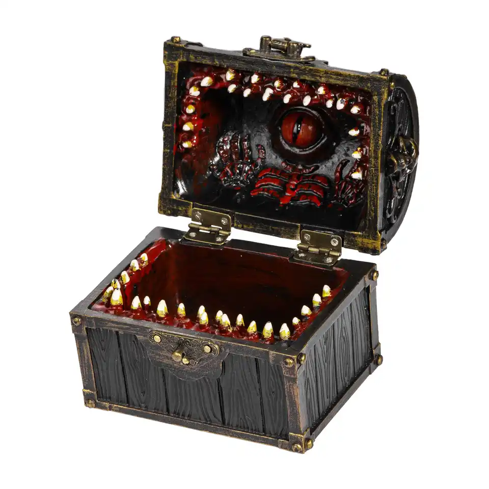 Vintage Monster Metal Craft DND Running Team Chessboard Game Storage, zlato a striebro, uzamknuté kocky Storage Box