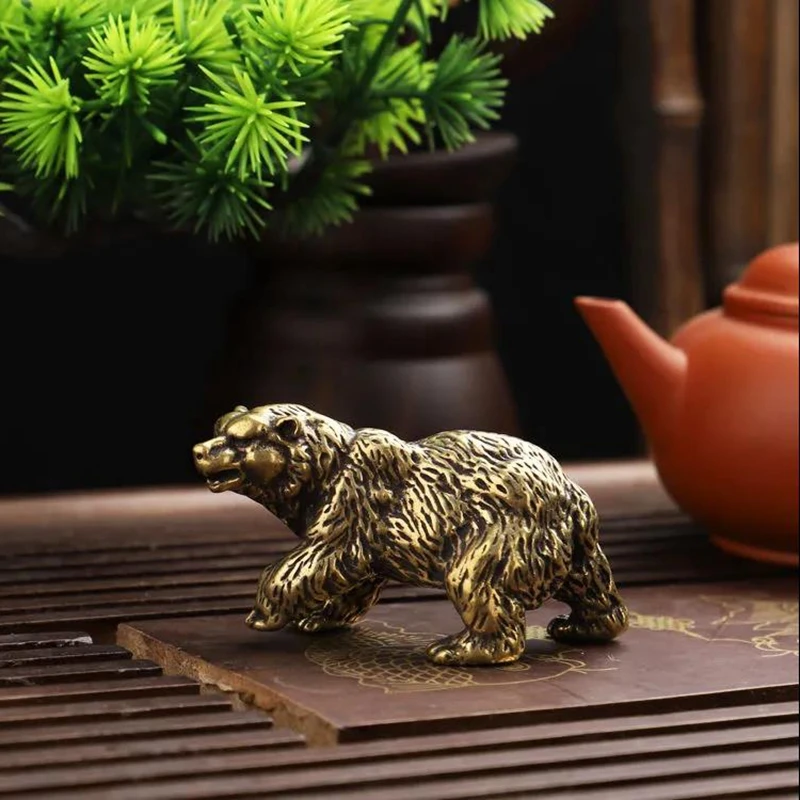 Vintage mosadzný polárny medveď socha domáce dekorácie remeselnícke príslušenstvo Copper morské zviera figuríny miniatúry obývacia izba Ozdob