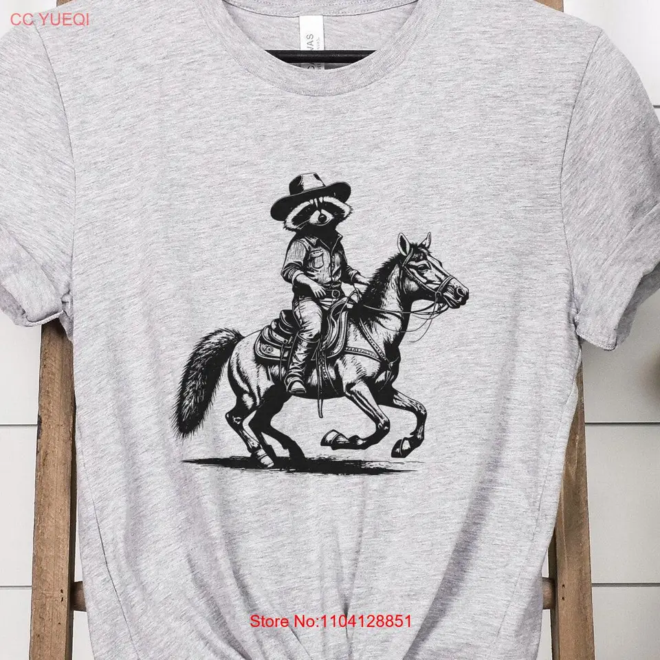 Vintage mývala Cowboy Cowboy Riding Horse tričko Funny Western Trash Panda retro 90. roky čudné jadrové meme oblečenie